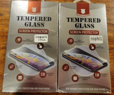 Techshield Tempered Glass Cell Phone Screen Protector Lot For Google Pixel 3 XL - Image 1 of 2
