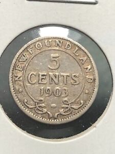 1903 5 cents NEWFOUNDLAND SILVER LOW MINTAGE!