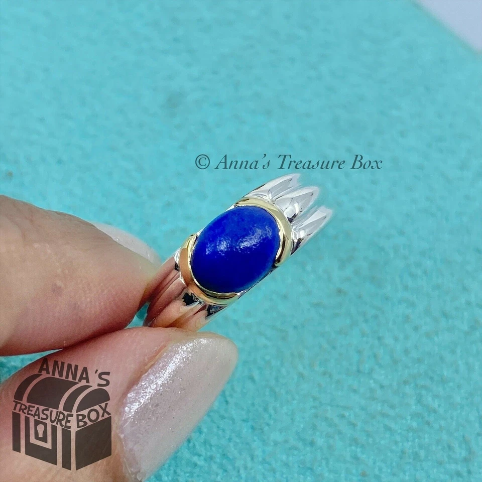 Anillo Cabujón Tiffany & Co. Plata 925 Oro 18K Lapislázuli Talla 7,5 (bolsa) Foto 1 de 4