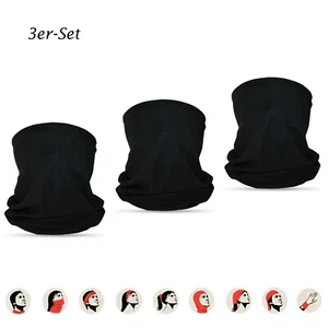 3er-Set Multifunktionstuch Schlauchschal Hals-Mundtuch Fahrrad Maske Uni-Schwarz - Bild 1 von 8