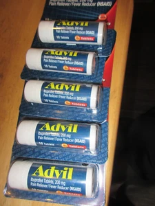 5 Pack Advil Ibuprofen Tablets 200mg Pain Reliever Fever Reducer 10 Tablets ea - Picture 1 of 1