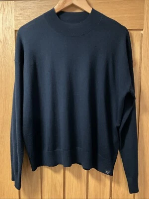 Superdry Merino Wool Mock Neck Knit Jumper, Eclipse Navy, Size 14 - Image 1 of 4
