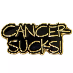 PinMart's Gold Plated CANCER SUCKS! Awareness Emaille Anstecknadel - Bild 1 von 3