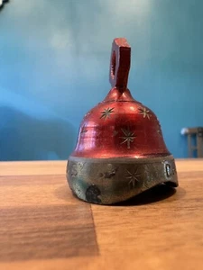 Vintage Metal Bells of Sarna Red Gold Merry Christmas Bell 2.25" - Picture 1 of 5