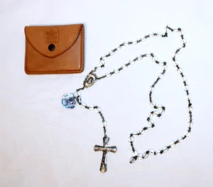 Vintage 18.5" Sterling .925 Silver Argento Crystal Beaded Crucifix Italy Rosary - Picture 1 of 16
