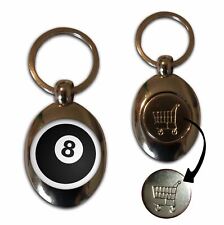 8 Ball - £1/€1 Shopping Trolley Coin Key Ring New