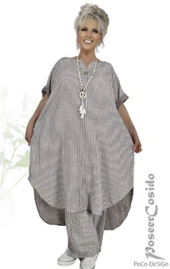 LAGENLOOK Oversize Tunika Kaftan Kleid taupe ecru XL XXXL 46 48 50 52 54 56 58 - Bild 1 von 8