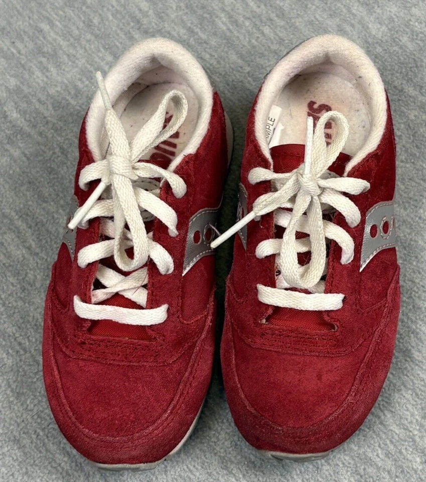 Saucony Jazz Trainers Sneakers Toddler Youth 8 Red Gray Lace Up Gold - Image 1 of 4