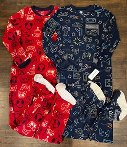 NEW Boys Carter's Video Game One Piece Long Sleeve Fleece Pajamas Lot 14 NWT - Picture 1 of 7