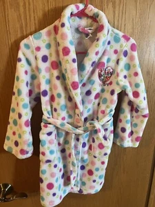 SHOPKINS GIRLS SZ 8 BATHROBE Soft Robe Multi colored Polka Dots - Picture 1 of 2