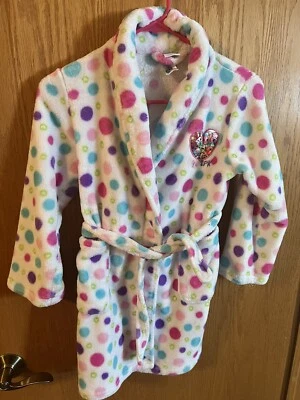 SHOPKINS GIRLS SZ 8 BATHROBE Soft Robe Multi colored Polka Dots - Image 1 of 2