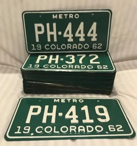 38 Vintage 1962 License Plates Lot Matching Sets Colorado Plate Pick A Pair Bar - Picture 1 of 7