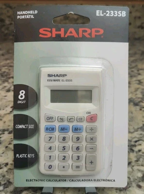 Sharp 8 Digit CALCULATOR Wallet LCD Flat Viewing Angle Large Display EL233SB NEW - Image 1 of 2