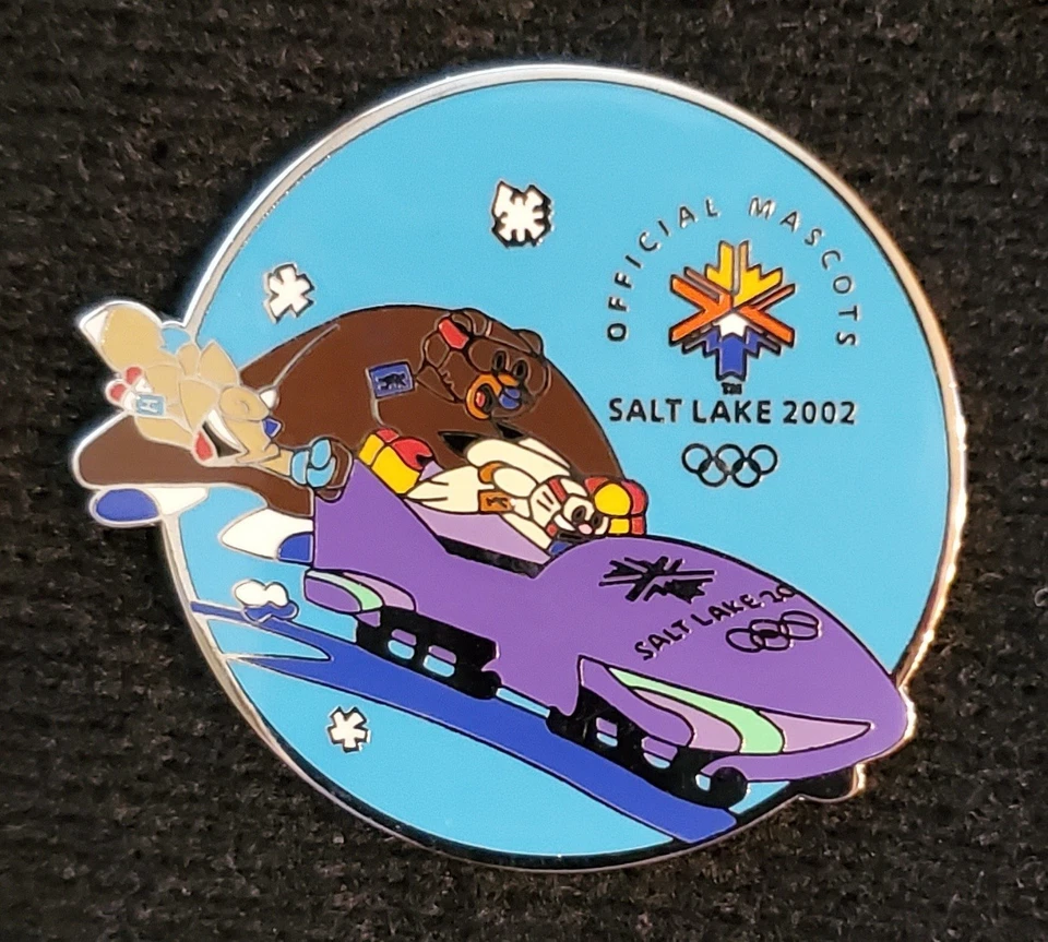 2002 SALT LAKE CITY OLYMPIC MASCOTS COPPER, POWDER, COAL BOBSLED PIN/PINS/NEW! - Image 1 of 1
