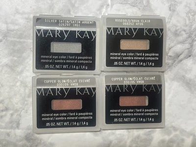 Lot of 4 Mary Kay Mineral Eye Color Silver Satin Rose Gold Copper Glow x2 NEW - Image 1 of 4