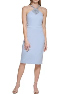 vince camuto dress Sheath Formal Blue Beaded Size 4 New $168 Mother Of Bride - Picture 1 of 11