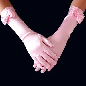 Long Tube Gloves Child Girls Bows Wedding Dress Up Party for Kids - Picture 1 of 11