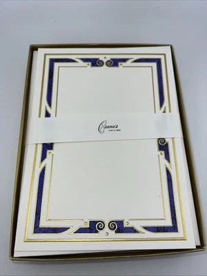 Kid Finish Blue Line Bordered Note Cards Notecards Crane Crane's Set of 10 - Image 1 of 4