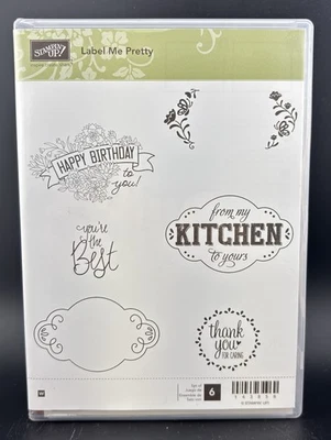 Stampin’ Up! Carimbo aderente de borracha Label Me Pretty 143858 aniversário agradecimento cozinha - Imagem 1 de 2