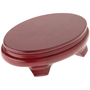 Plymor Red Oval Wood Veneer Footed Display Base, 4.375" W x 2.875" D x 1.25" H - Picture 1 of 1