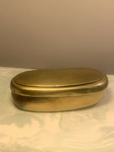 ANTIQUE HORN SNUFF BOX GOLD BRASS METAL LID EARTHTONES IVORY GRY. TAN - Picture 1 of 19
