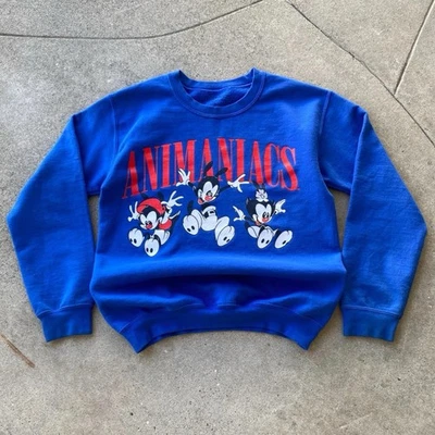 Warner Bros Animaniacs Blue Crewneck Sweatshirt 90s Y2K Cartoon Graphic Sz Small - Image 1 of 4
