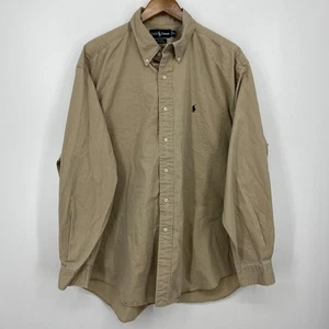 Polo Ralph Lauren Long Sleeve Button Shirt Men's XL Beige Blake 100% Cotton Pony - Picture 1 of 10