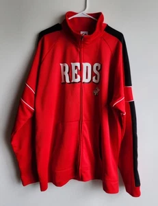 Giacca Cincinnati Reds Majestic full zip rossa nera MLB baseball uomo taglia XL - Foto 1 di 16