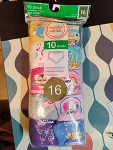 New NIP 10 Pack Girls Size 16 Brief Underwear - Picture 1 of 2