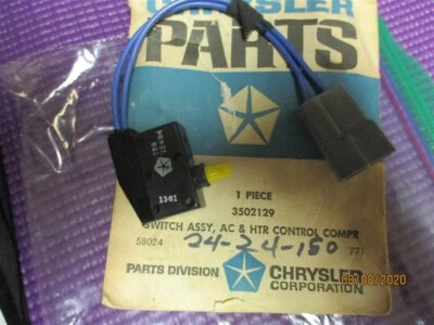 INTERRUPTOR DE CONTROL DEL COMPRESOR DE AIRE ACONDICIONADO IMPERIAL&CHRYSLER 1972-73 NUEVO DE STOCK Foto 1 de 2