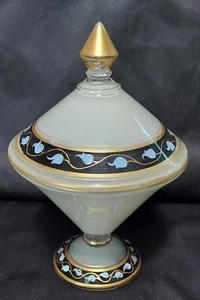 Antiguo tarro de caramelos con pedestal Art Deco con tapa - Imagen 1 de 8