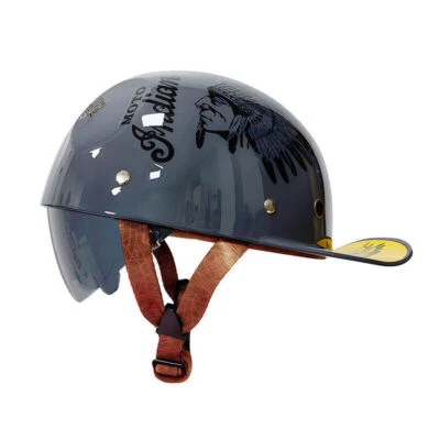 Dot Motorcycle Half Helmet Retro Baseball With Black Visor Open Face Scooter Cap - Image 1 of 4