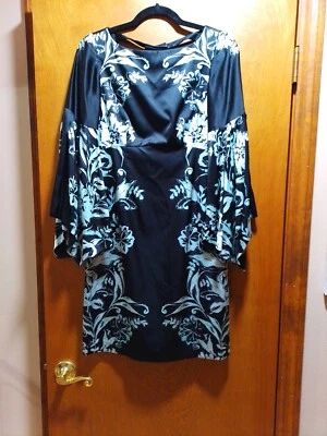 Vestido de Seda Talla 2 Negro Azul Nanette Lepore Nuevo con Etiquetas Minorista $498 Informal Formal De Colección Foto 1 de 4