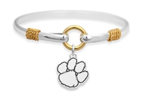 New Clemson Tigers Silver Tone Bangle Charm Bracelet, NCAA,Gift for Her Mom Cover