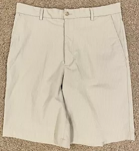 Slazenger Golf Shorts Mens 32" Light Green Striped Chino Long Short Casual - Picture 1 of 8