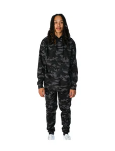 Unisex Hoodie and Sweatpant set Camo Black - Picture 1 of 4