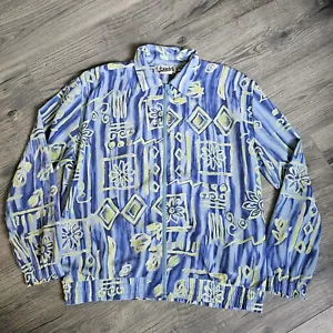 TEDDI Women's Zip Up Jacket Size M Blue Floral Aztec Great Condition Vintage - Picture 1 of 7