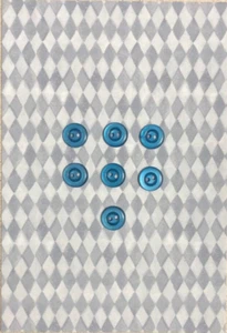 Set of 7 Pearly Blue Round Buttons 1/2" wide Plastic Sew Through - Picture 1 of 2