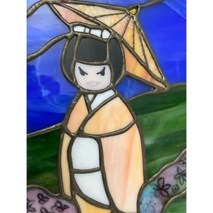 Pequeña Geisha Niña 12 x 10" Colgante Japonés Vitral Plomo Japón - Imagen 1 de 4