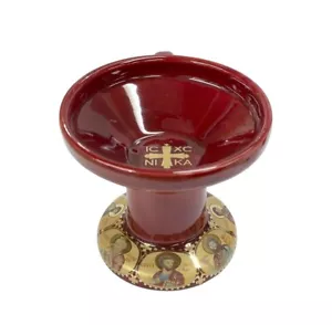 3" Greek Orthodox Icons Design Handmade Ceramic Porcelaine Incense Burner Censer - Picture 1 of 2