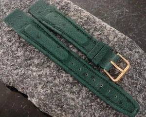 Vintage Hirsch Emerald Stitched, Padded 20mm Open-Ended Watch Strap - Picture 1 of 2