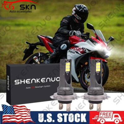 For Yamaha YZF-R3 2015 2016 2017 - 2x LED Headlight H7 Bulbs White 6000K - Image 1 of 4