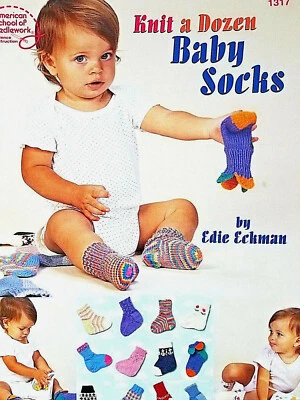 Amer School NWK 1317 KNIT a DOZEN BABY SOCKS 18pg pattern booklet Edie Eckman - Image 1 of 4