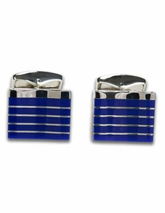 Tateossian Silver Stripe Rectangle Lapis Manschettenknöpfe - Bild 1 von 1