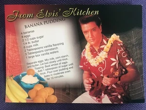 ELVIS PRESLEY From Elvis' Kitchen Banana Pudding Authentic Recipe Postcard - Picture 1 of 1