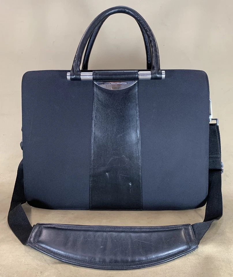 "Maletín de negocios expandible Zero Halliburton negro de nailon y cuero 17""" Foto 1 de 4