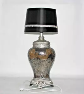 Large Ht 65cm Ceramic Sequined 'Egyptian Artifact'  Style Table Lamp Black Shade - Picture 1 of 11