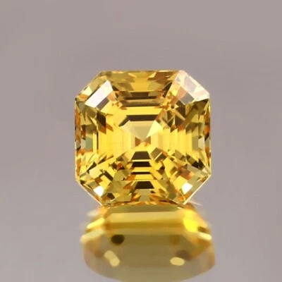 9x9 MM Natural Ceylon Yellow Sapphire Asscher Cut GIE Certified Loose Gemstone - Image 1 of 4