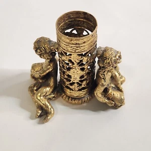 Vintage ornate gold tone metal lipstick holder- with figural Lady pouring water - Picture 1 of 5