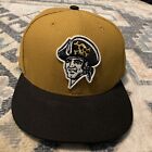New Era PITTSBURGH PIRATES 59Fifty MLB Logo Fitted Hat Cap SZ 7 1/8 Gold/Black